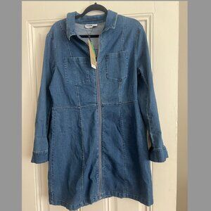 NWT Zip stretch denim long sleeve dress by Noisy May - Green fashion